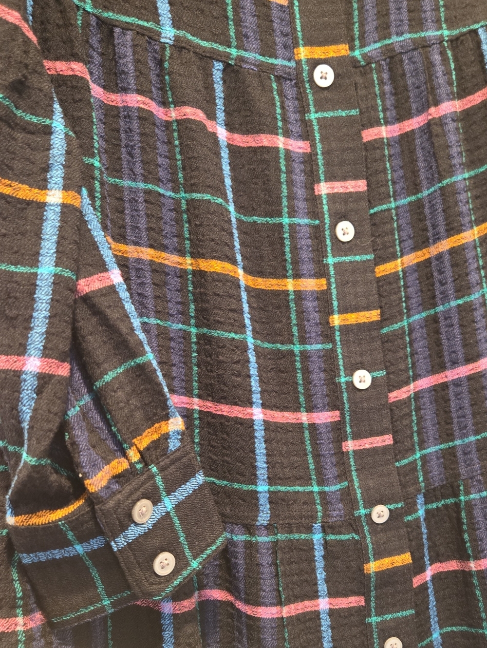 LOFT Black Plaid Button-Front Shirt Dress Multicolor Plaid Sz Small NWT - Picture 5 of 7